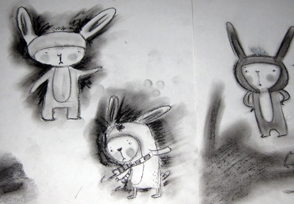 Charcoal Bunny Sketches